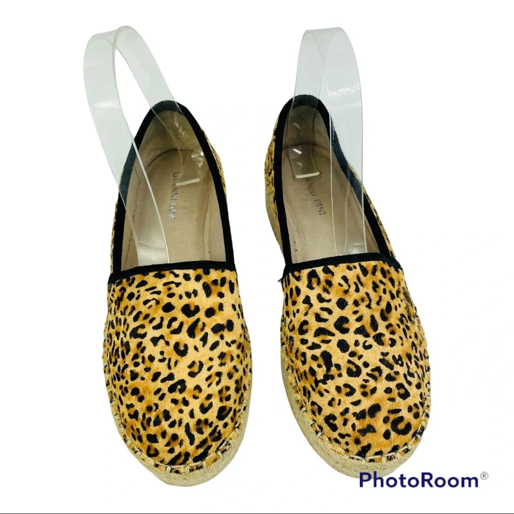 - Gianni Bini Leopard Leather Calfhair Espadrilles Bruxiethree Natural/Bla…